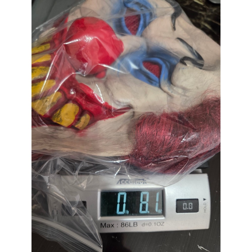 Scary Evil Clown Halloween Mask Red Hair Big Teeth Horror Costume Killer Klown - Picture 8 of 8